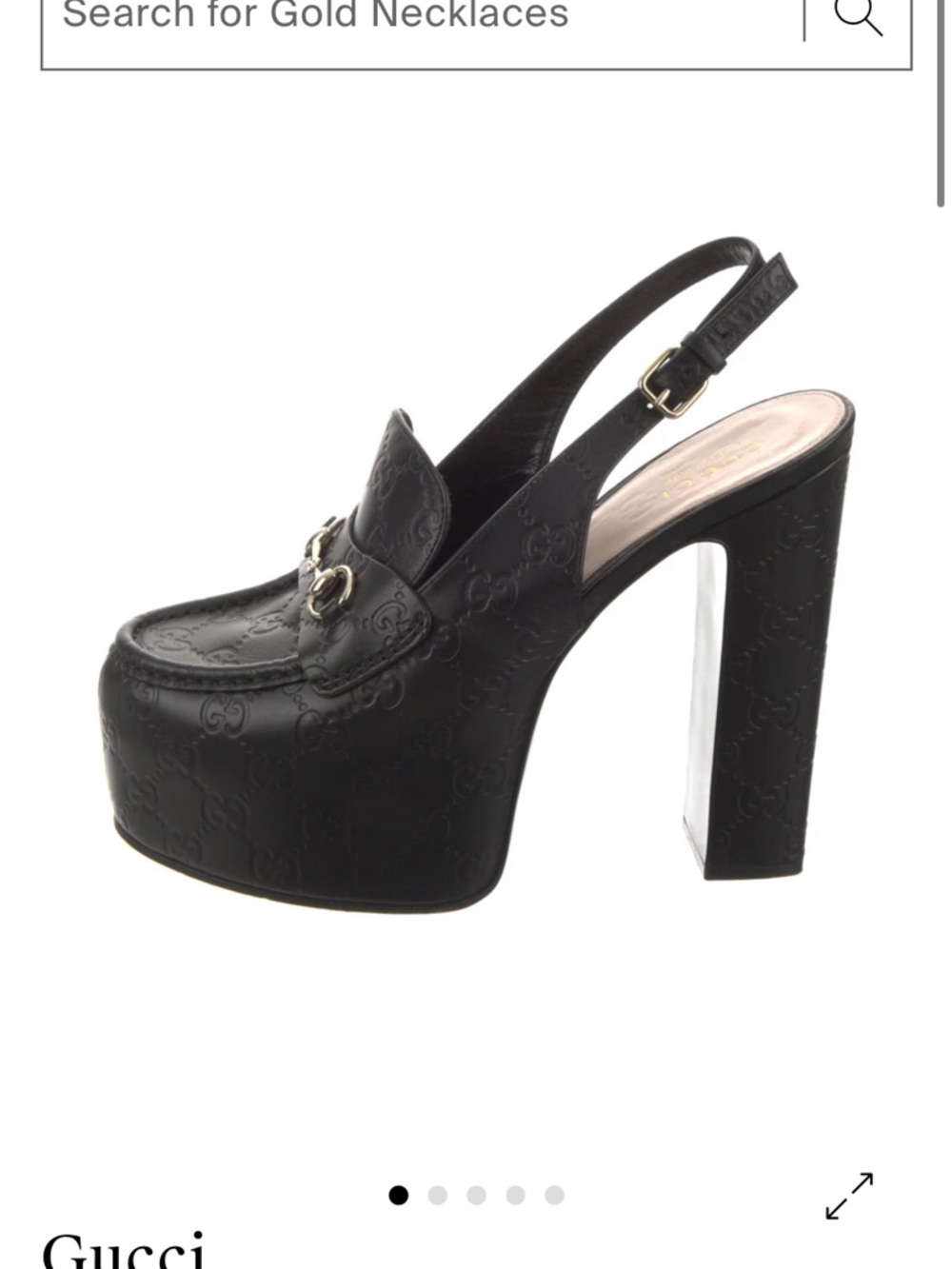 Gucci Black Embossed Leather Platform Slingback Heels